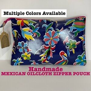 Handmade Mexican oilcloth zipper pouch bag